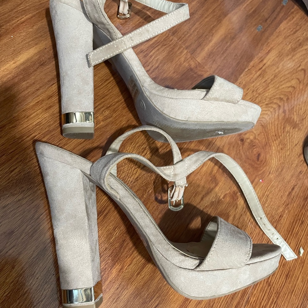 Mandees Beige Platform Heels